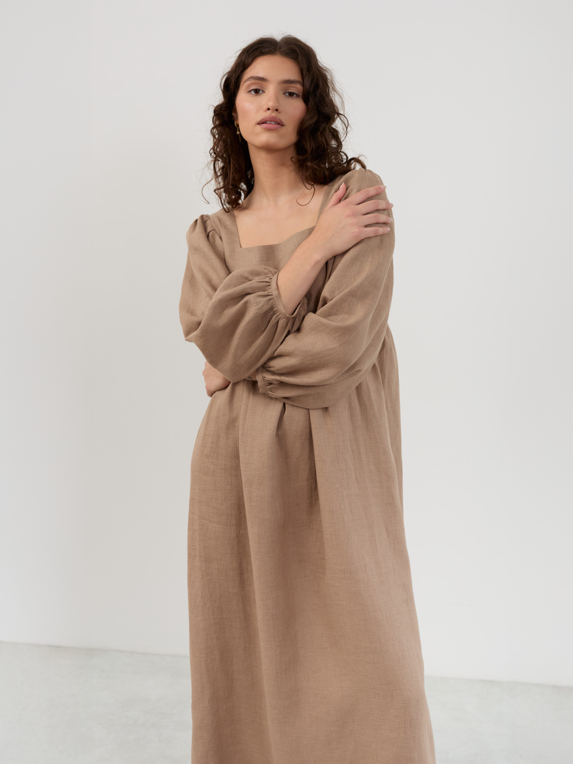 ANEMONE Square Neck Linen Maxi Dress - Image 6