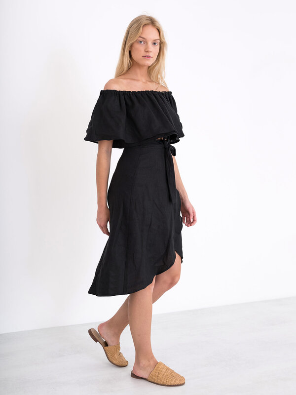 ACACIA Off-Shoulder Ruffle Linen Top