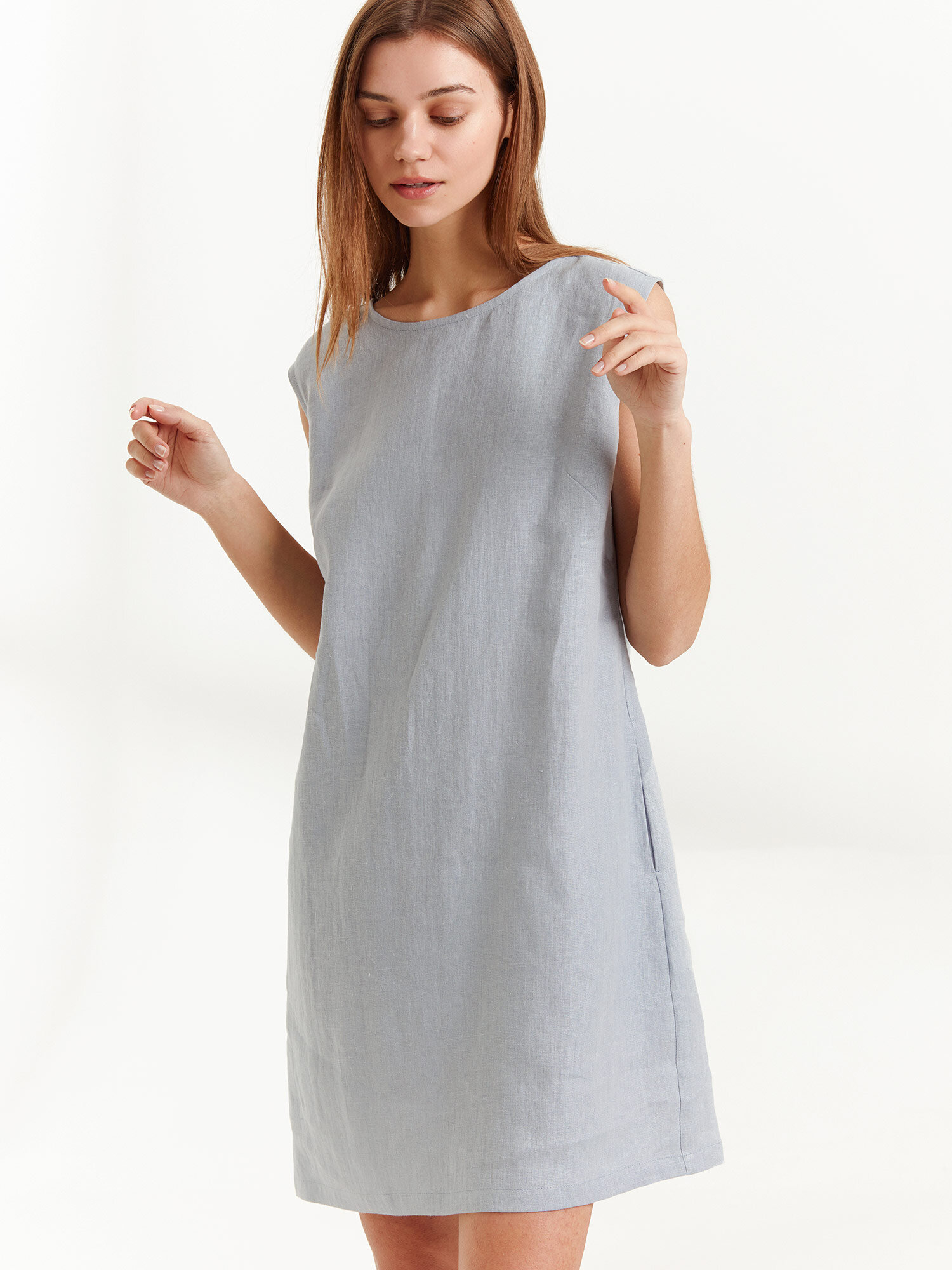 Image 3 of AJA Linen Tank Dress in Bluestone from Love and Confuse