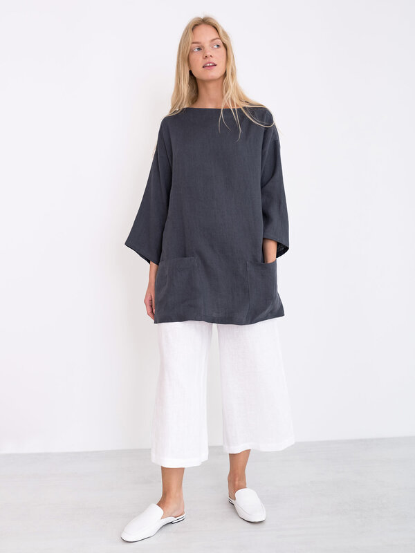 ALEXIS Oversized Tunic Linen Top