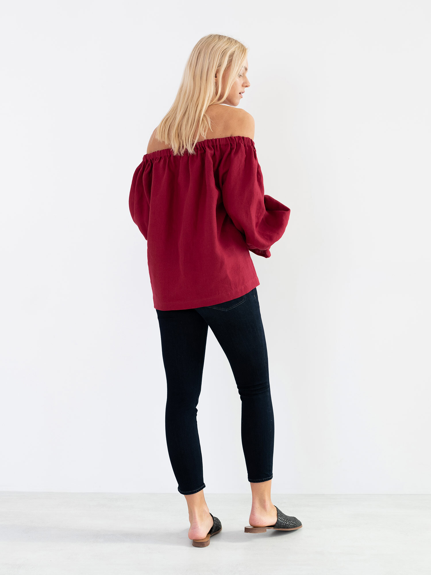 Image 5 of ALICE Off Shoulder Linen Top in Cherry Red from Love and Confuse