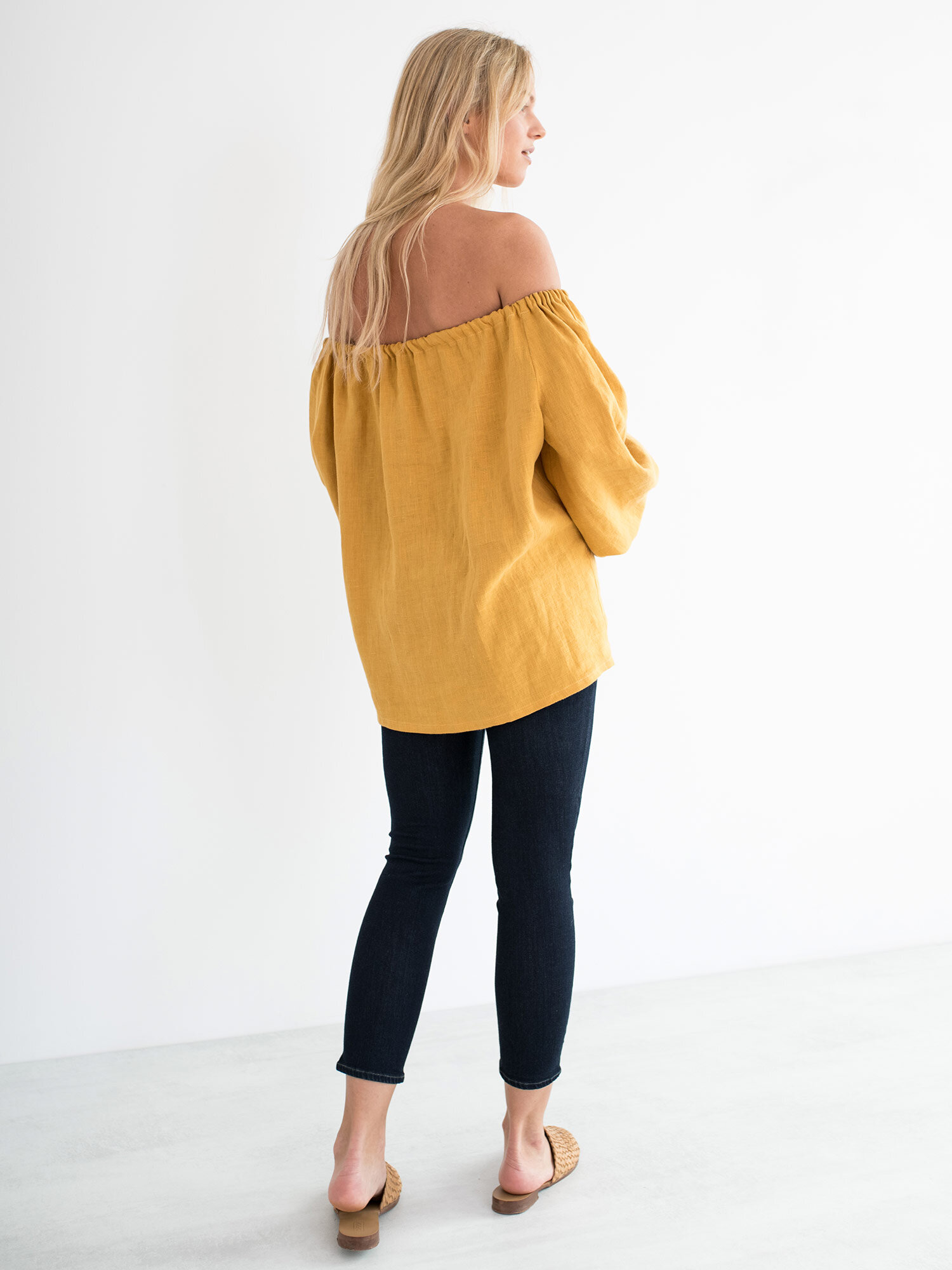 Image 5 of ALICE Off Shoulder Linen Top in Mustard from Love and Confuse