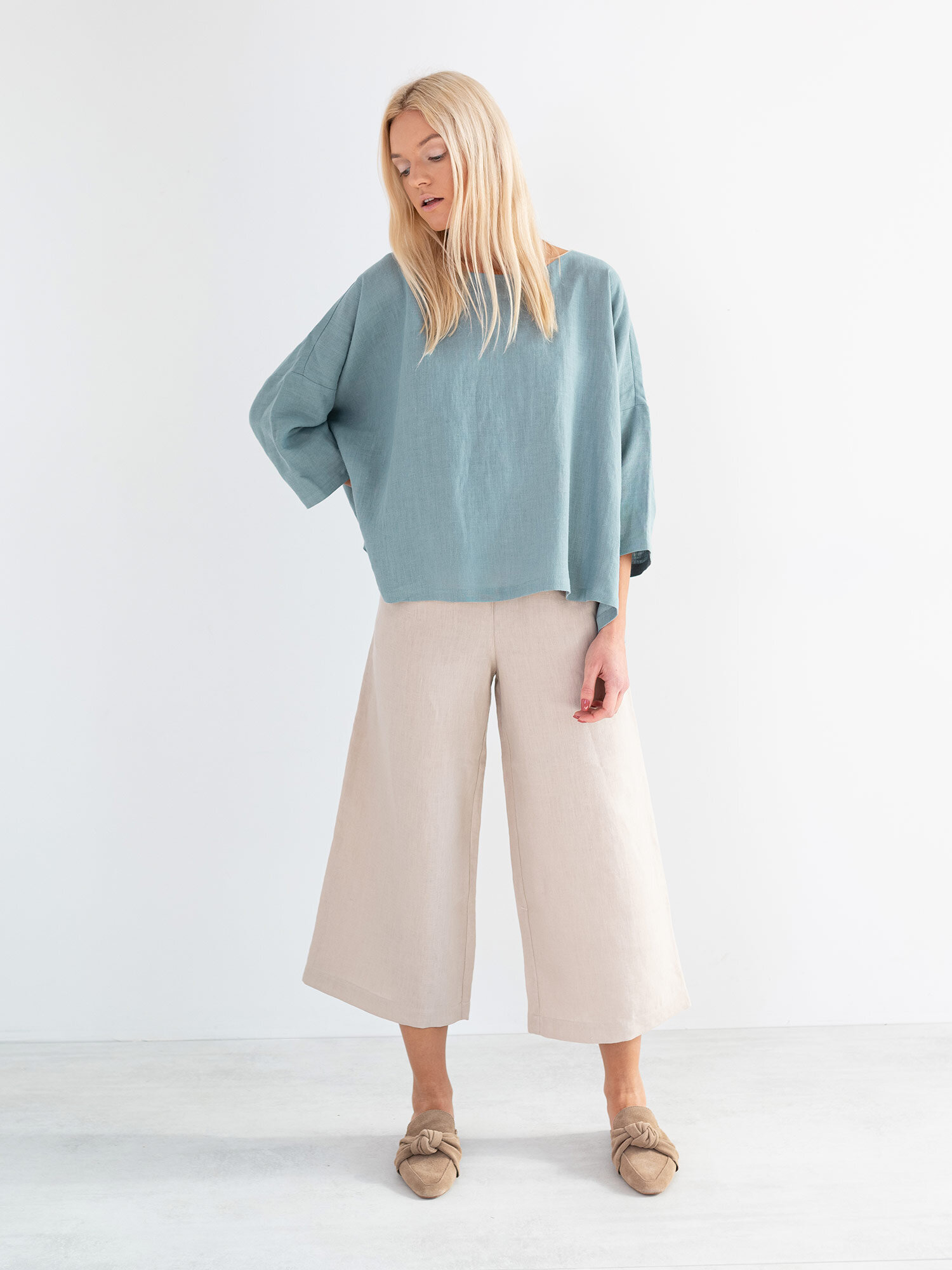 Image 4 of AMELIA Linen Top in Dark Turquoise from Love and Confuse