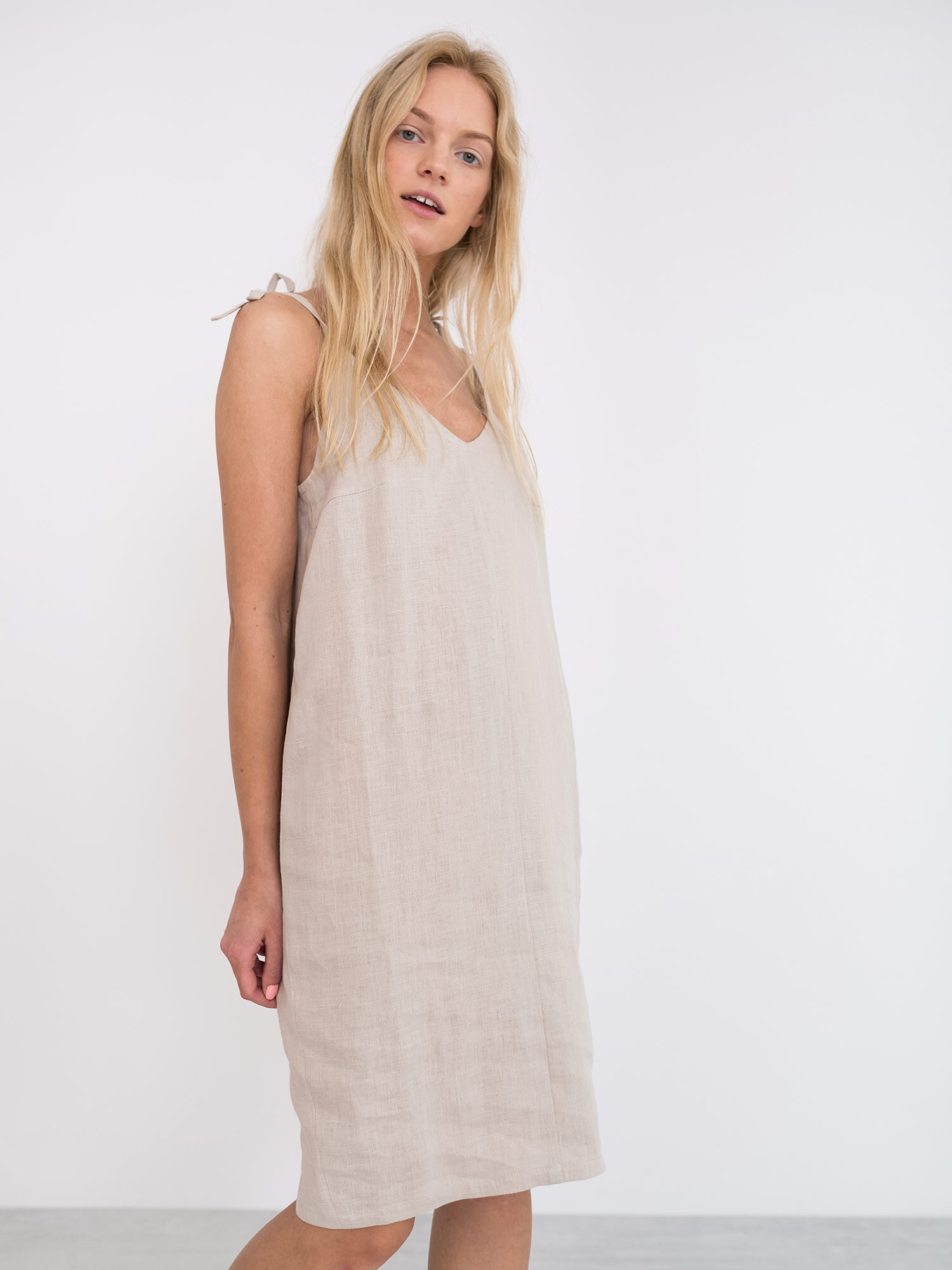 Image 3 of ARIA Linen Slip Dress in Beige from Love and Confuse