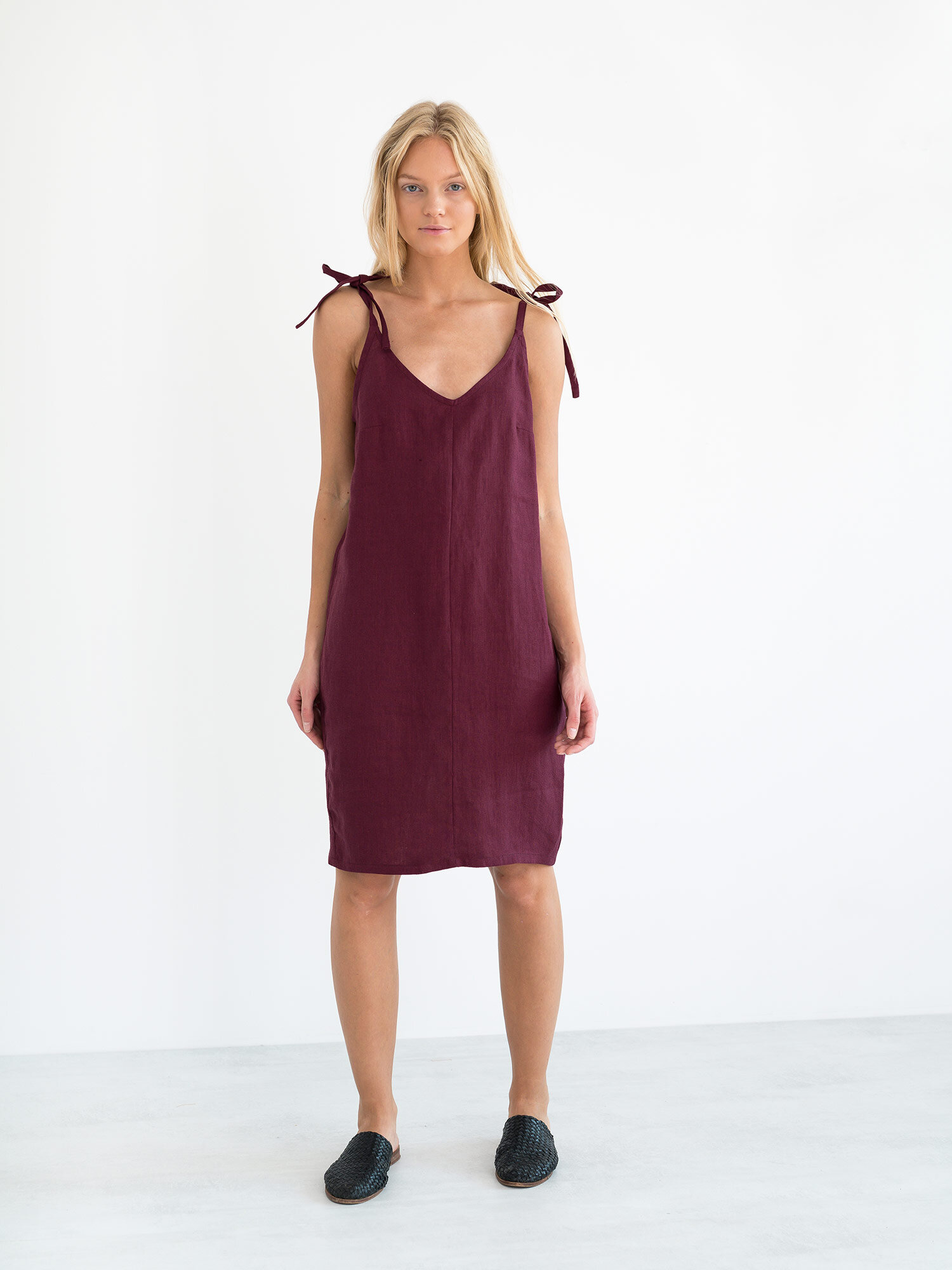 Image 3 of ARIA Linen Slip Dress in Eggplant from Love and Confuse