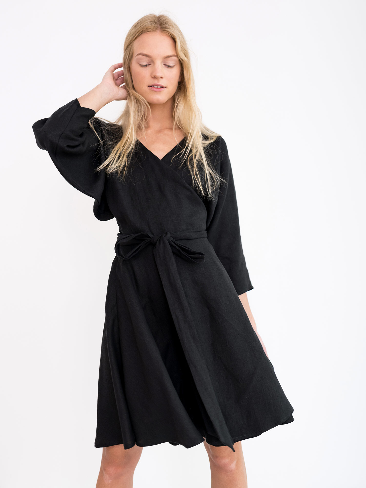 Image 4 of ARIEL Linen Wrap Dress in Black from Love and Confuse