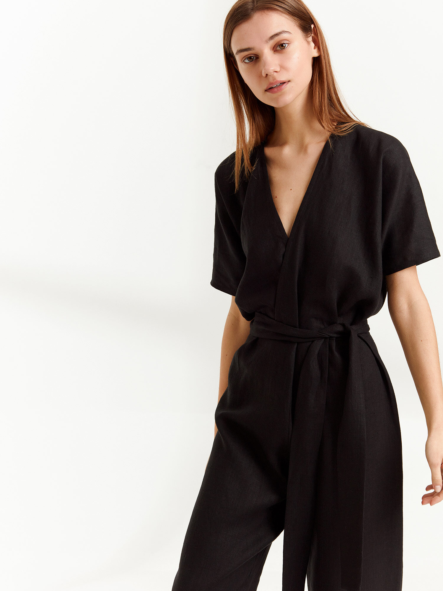 Image 1 of AURORA Linen Jumpsuit in Black from Love and Confuse