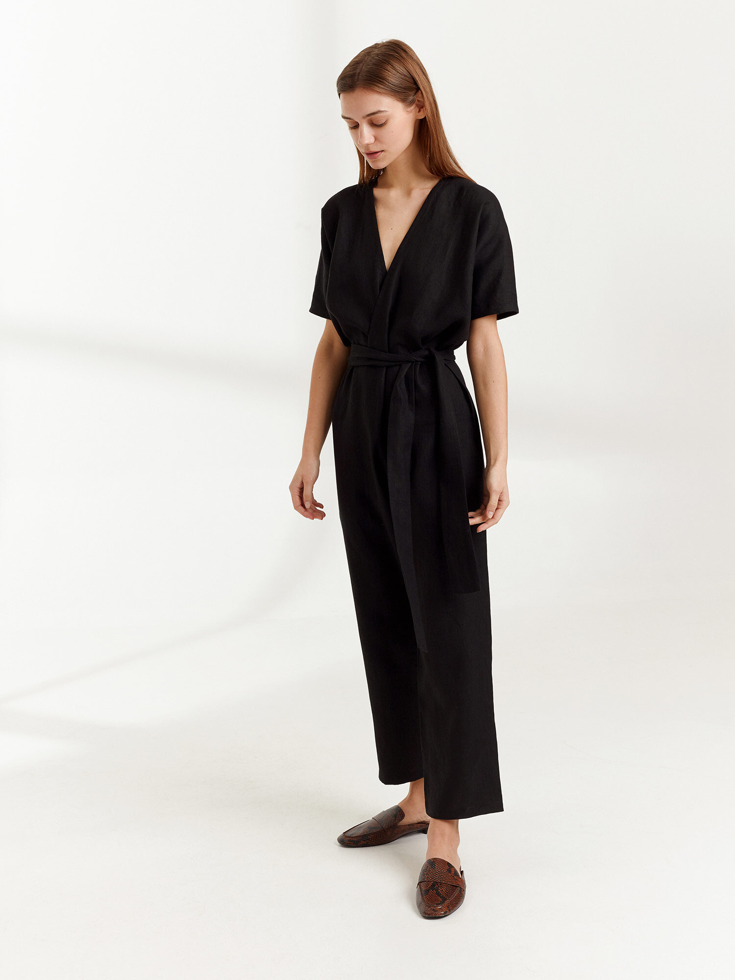 Image 4 of AURORA Linen Jumpsuit in Black from Love and Confuse