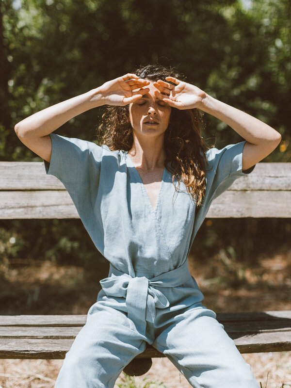AURORA Tie Waist Linen Jumpsuit