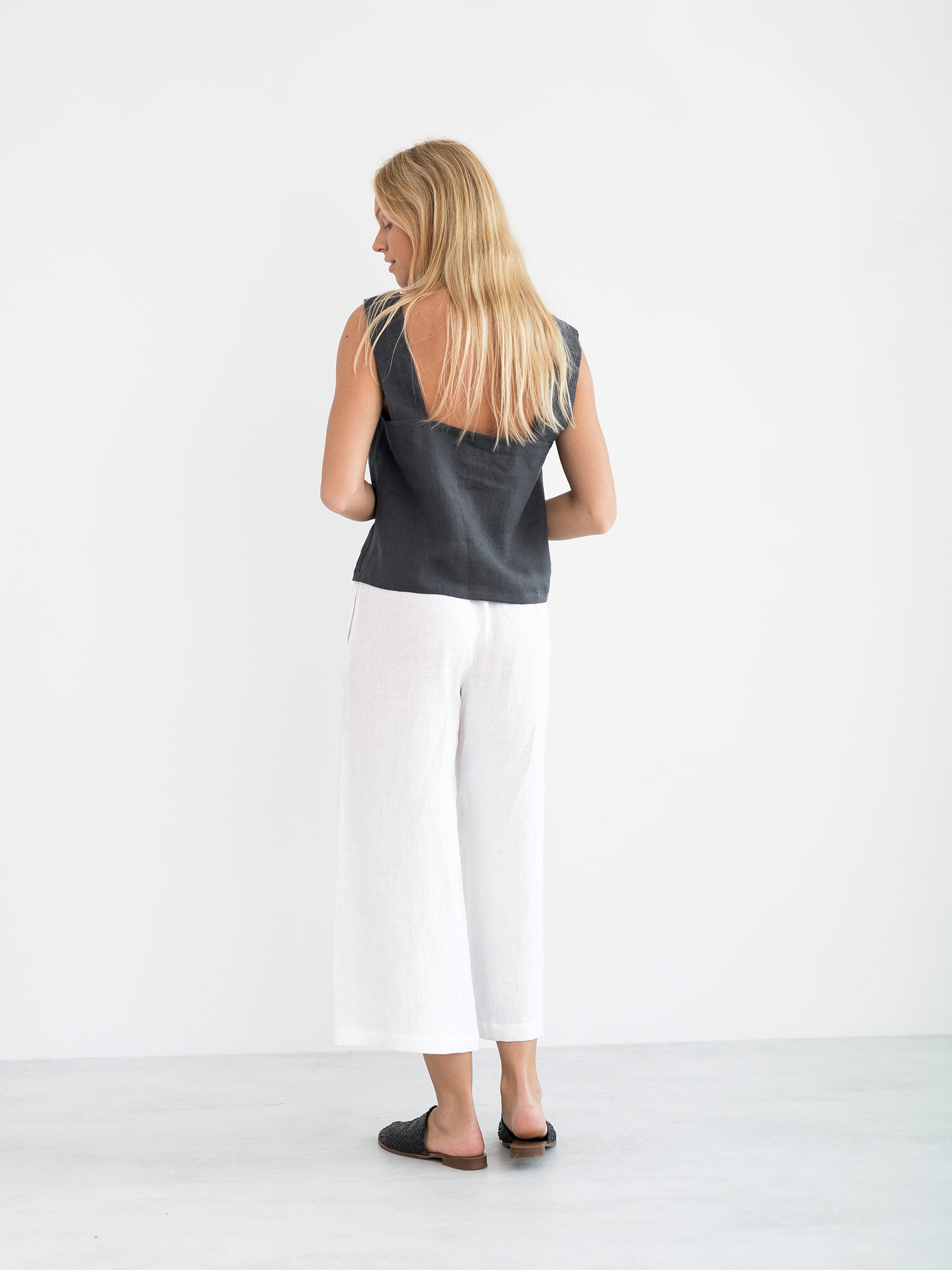 Image 5 of BEA Wide Strap Linen Top in Dark Grey from Love and Confuse