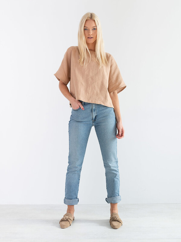 Image 1 of BEE Linen Top in Camel from Love and Confuse