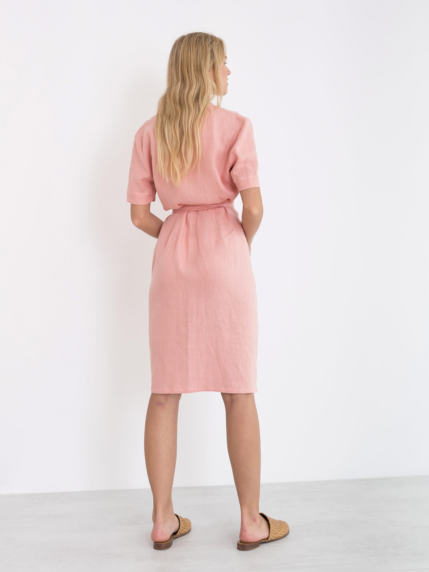 Image 5 of BRIGITTE Linen Wrap Dress in Pink Spanish from Love and Confuse