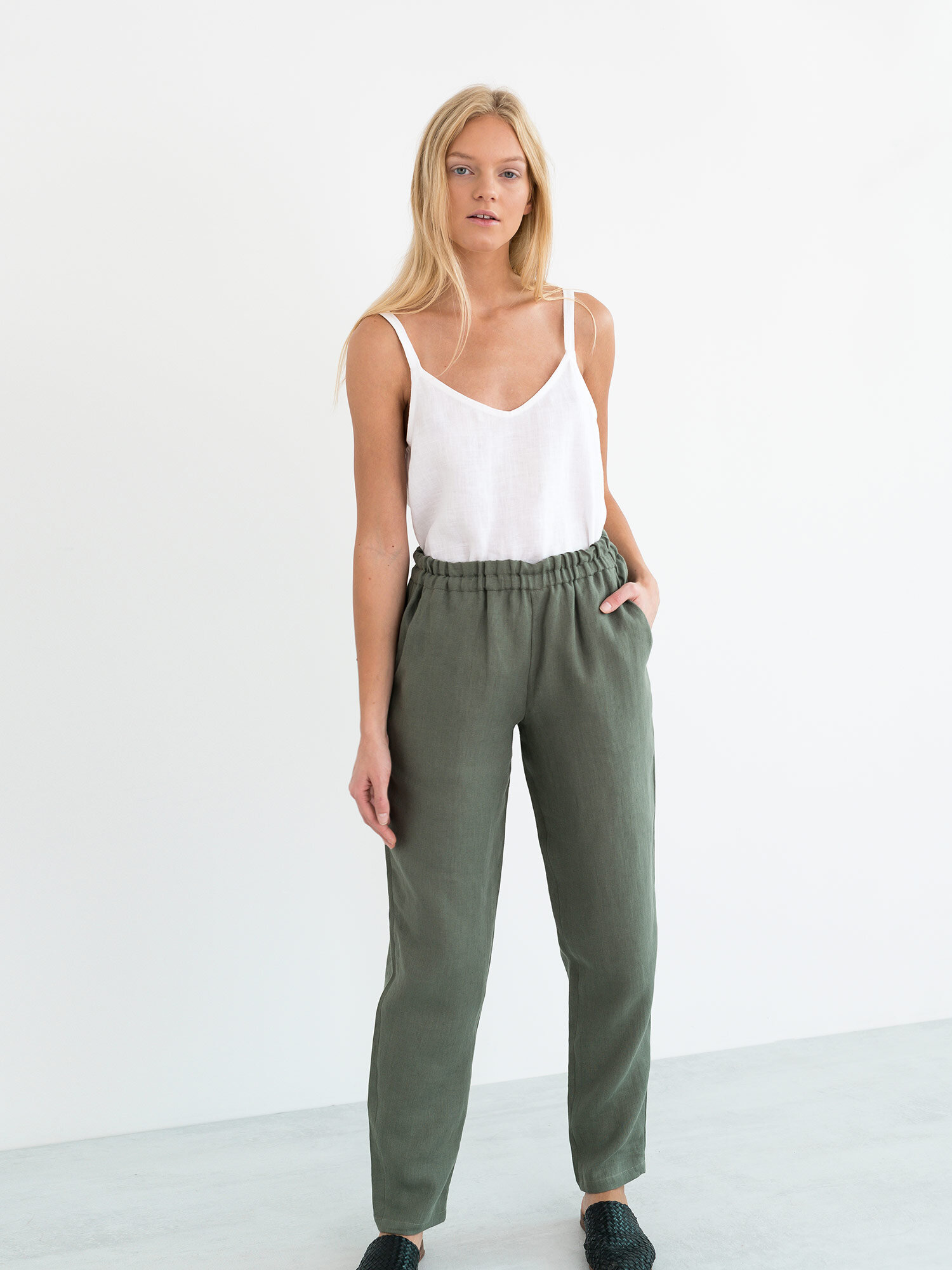 Image 1 of BRINLEY Linen Pants in Sage Green from Love and Confuse