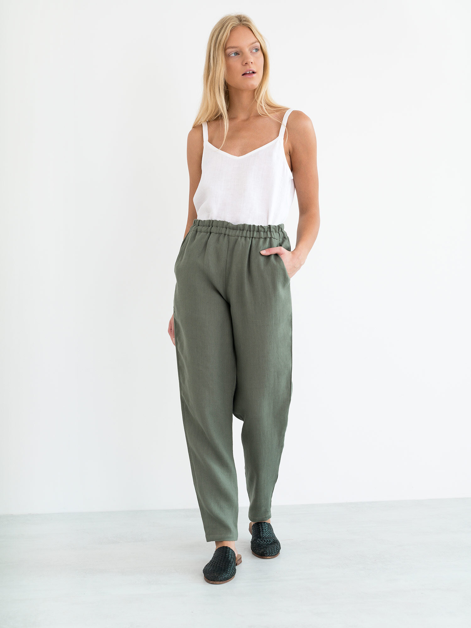 Image 4 of BRINLEY Linen Pants in Sage Green from Love and Confuse