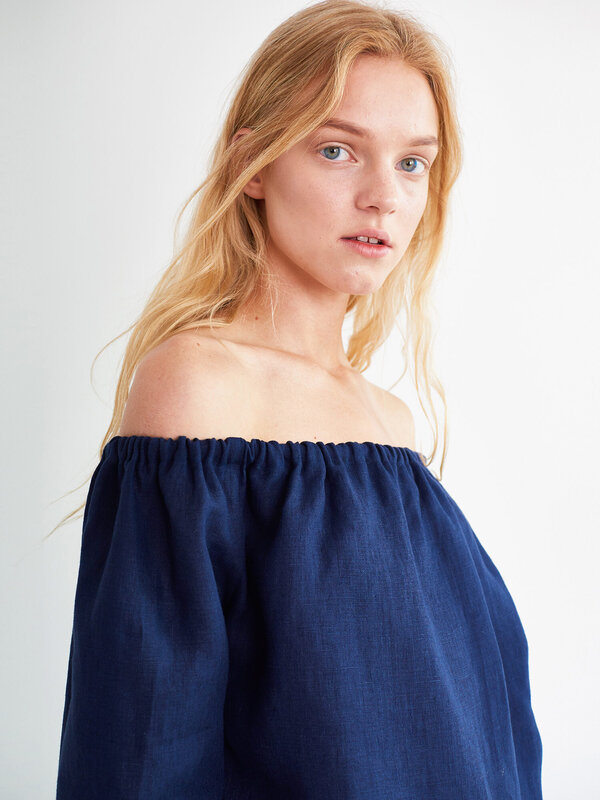 CELINE Off-Shoulder Linen Top