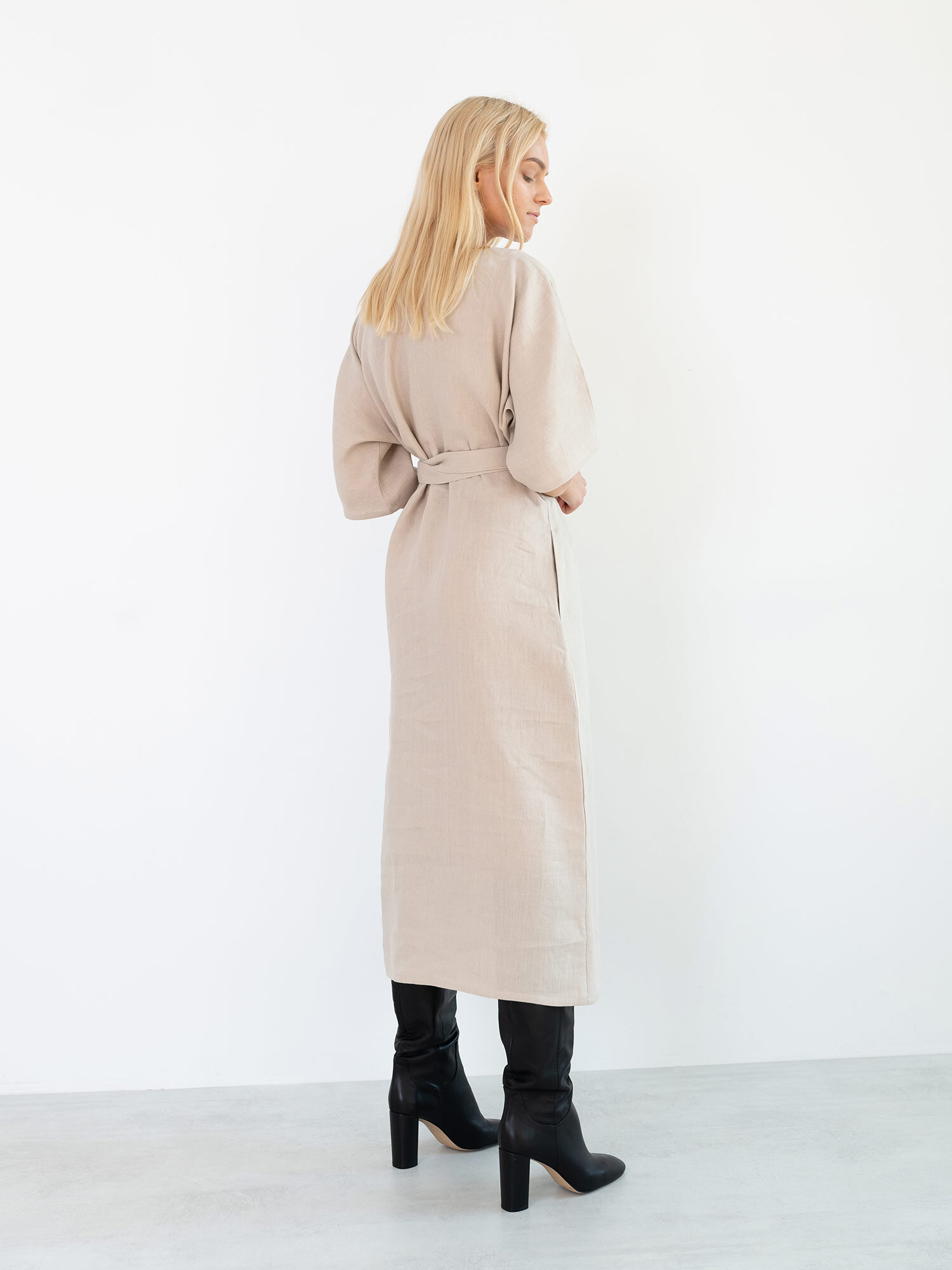 Image 6 of CLEMENTINE Linen Midi Dress in Beige from Love and Confuse