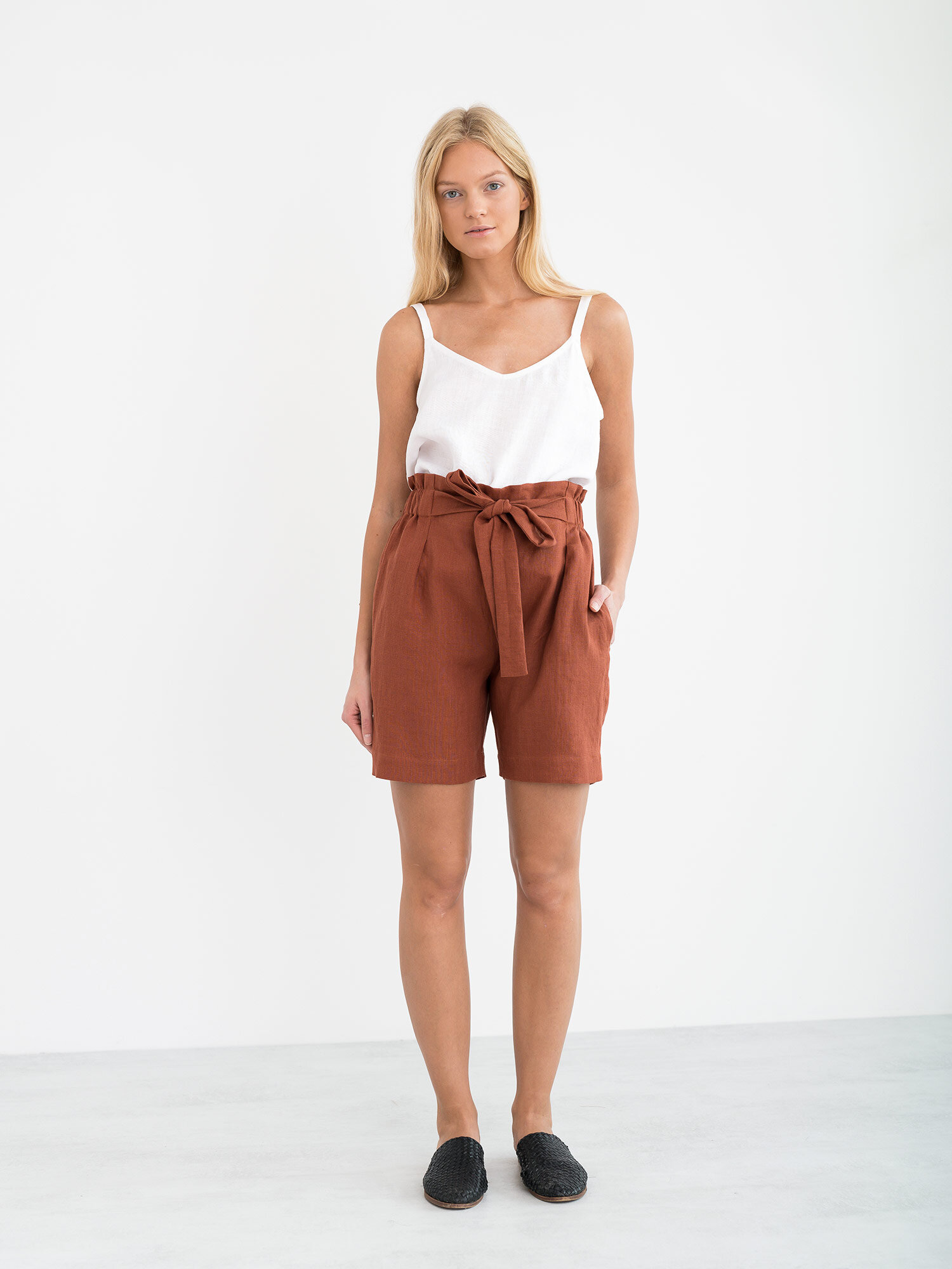 Image 2 of CORA Linen Shorts in Rust from Love and Confuse