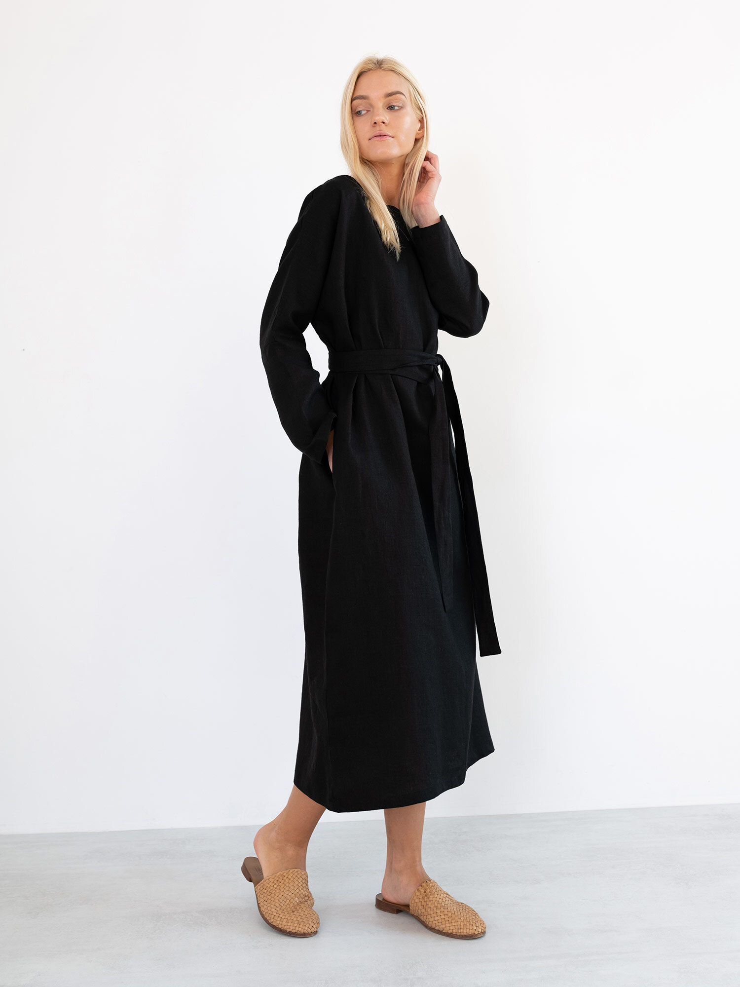 Image 3 of DAWN Linen Maxi Dress in Black from Love and Confuse