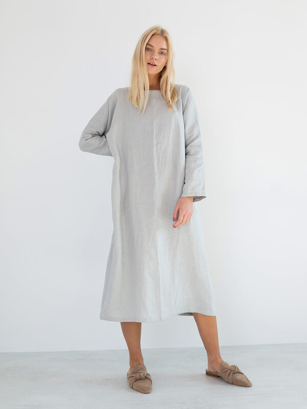 Image 1 of DAWN Linen Maxi Dress in Cloudy Grey from Love and Confuse