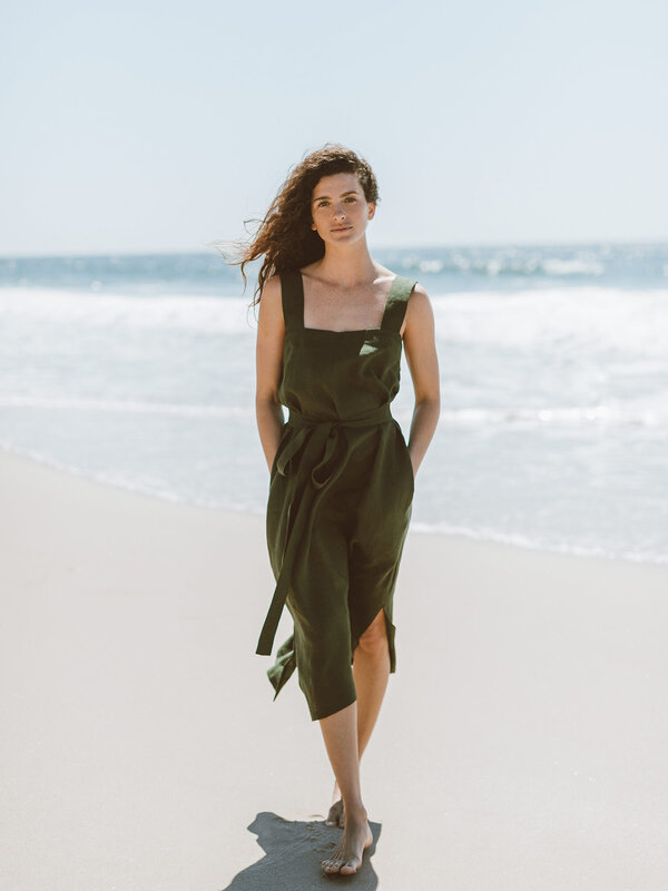 ELLIDY Wide Strap Linen Dress