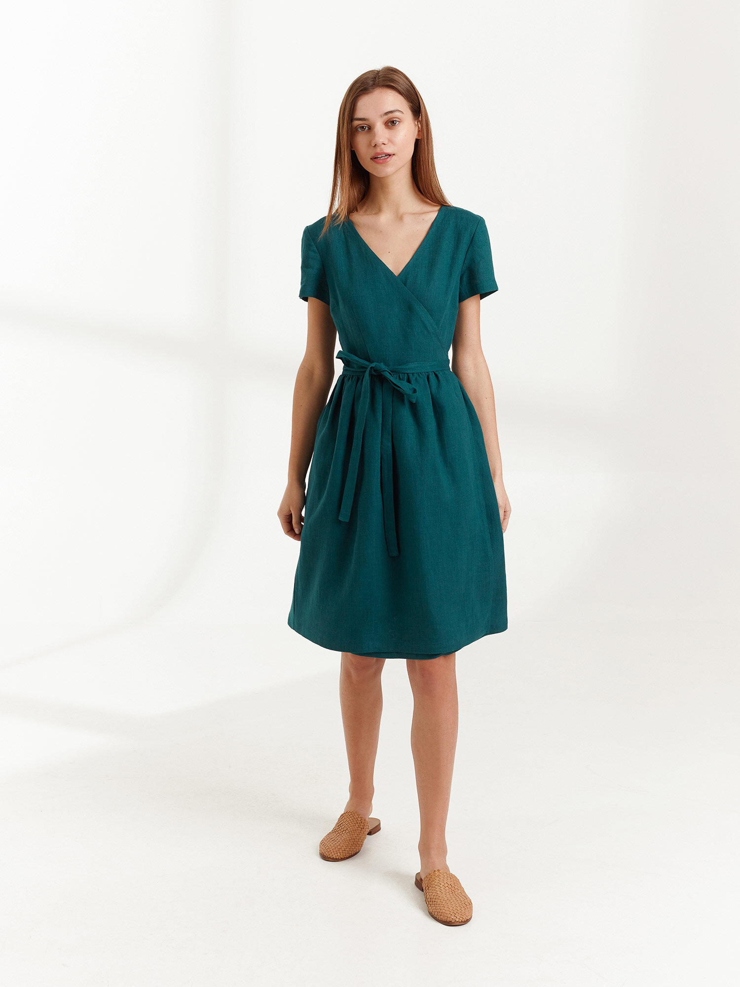 FLORA Linen Wrap Dress