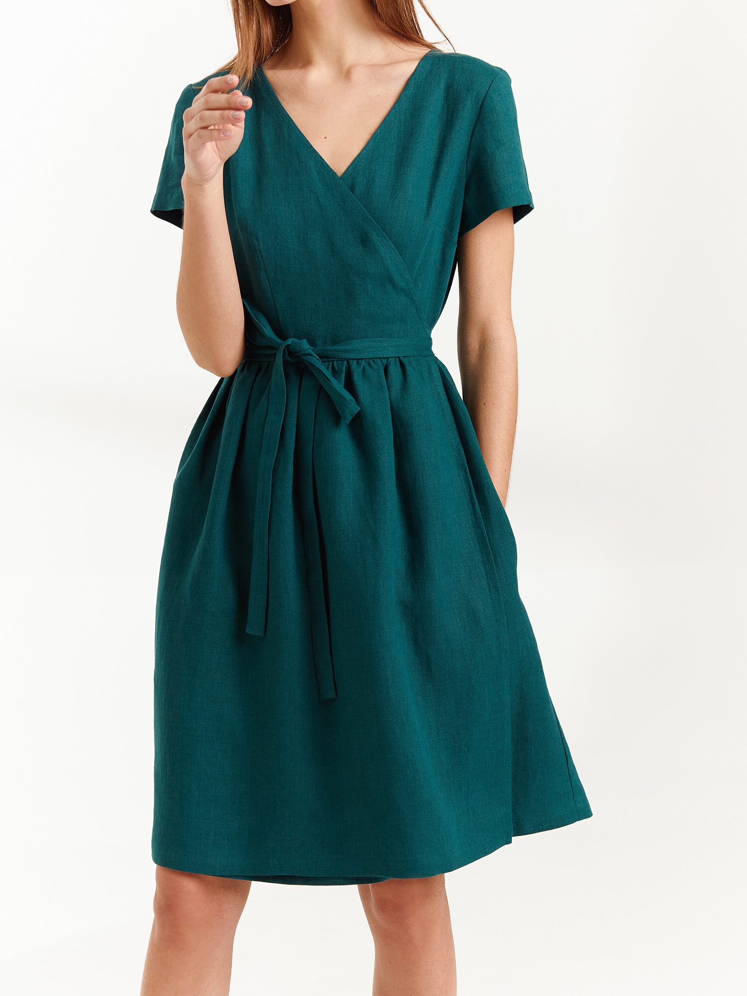 FLORA Linen Wrap Dress
