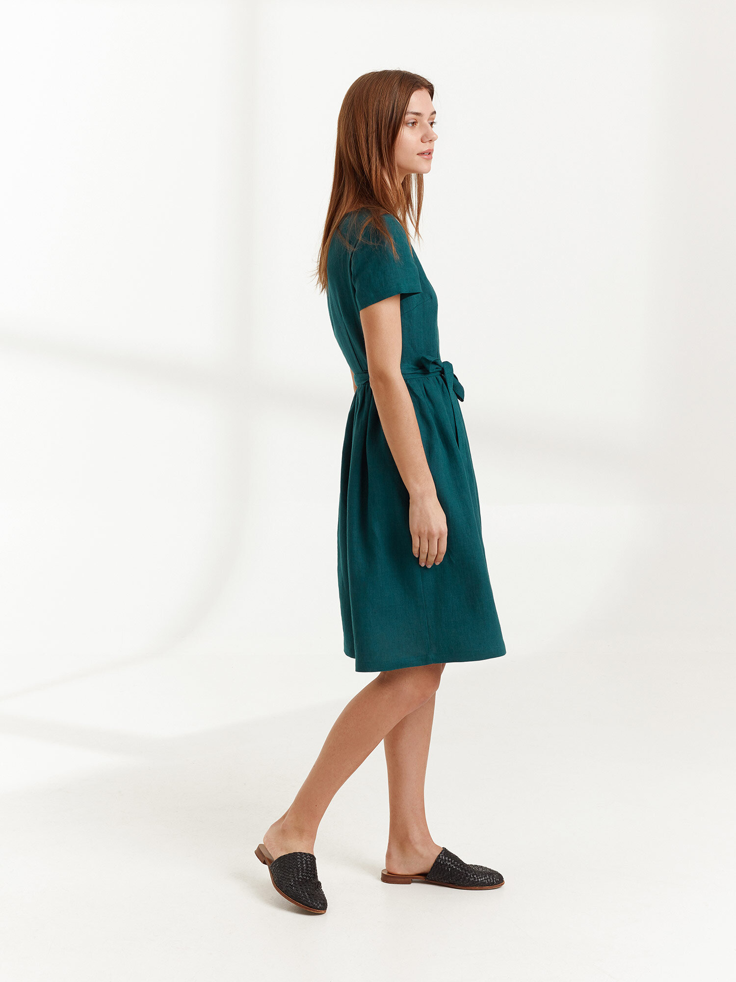 FLORA Linen Wrap Dress