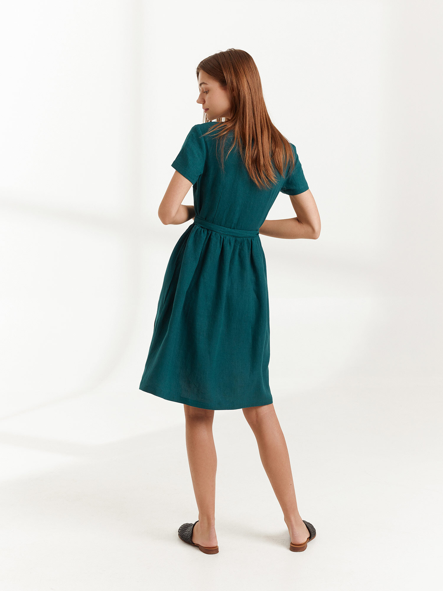 FLORA Linen Wrap Dress