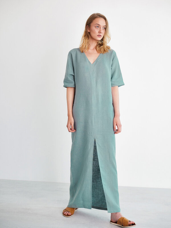 Image 1 of FLORENCE Linen Maxi Dress in Dark Turquoise from Love and Confuse