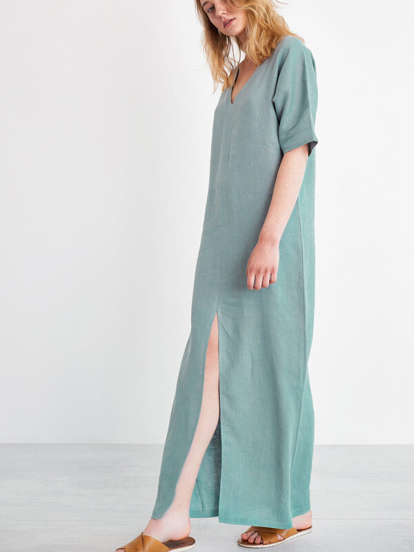 FLORENCE V-Neck Slit Linen Maxi Dress