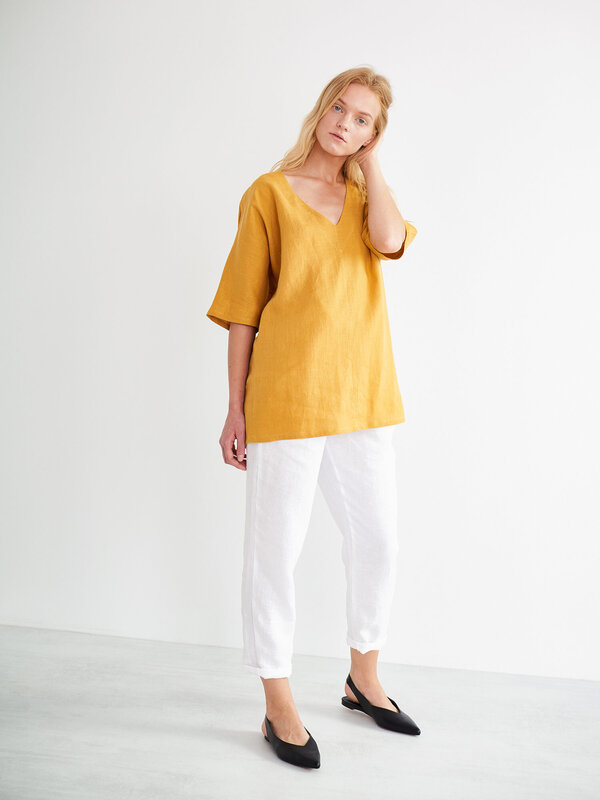 Image 1 of FLORENCE Linen Top in Mustard from Love and Confuse