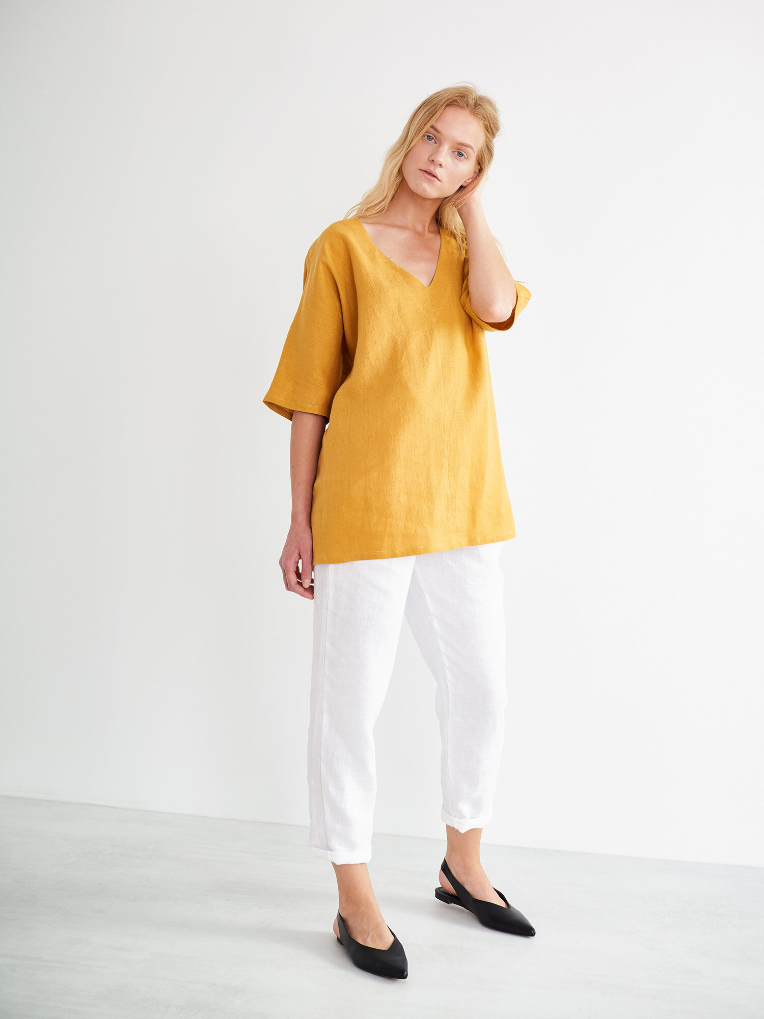 Image 1 of FLORENCE Linen Top in Mustard from Love and Confuse
