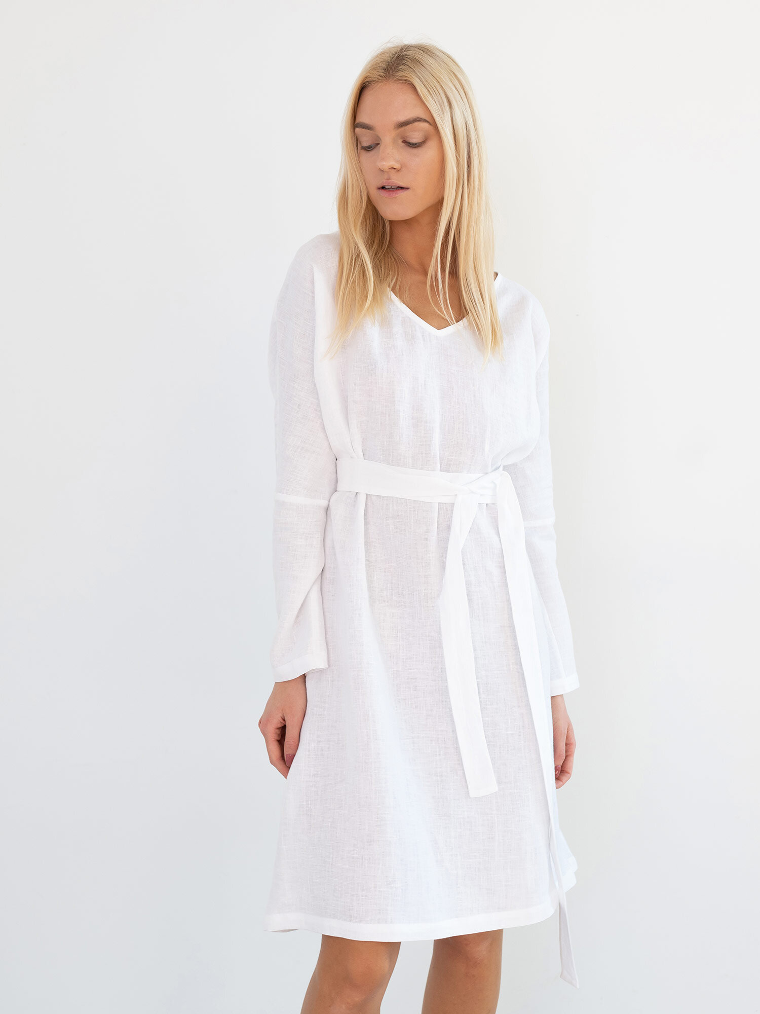 Image 3 of FRIDA Long Sleeve Linen Dress in White from Love and Confuse