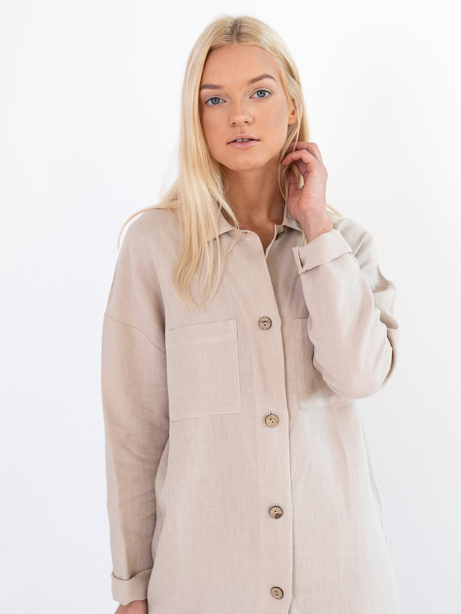 Image 4 of IRIS Linen Shirt Dress in Beige from Love and Confuse