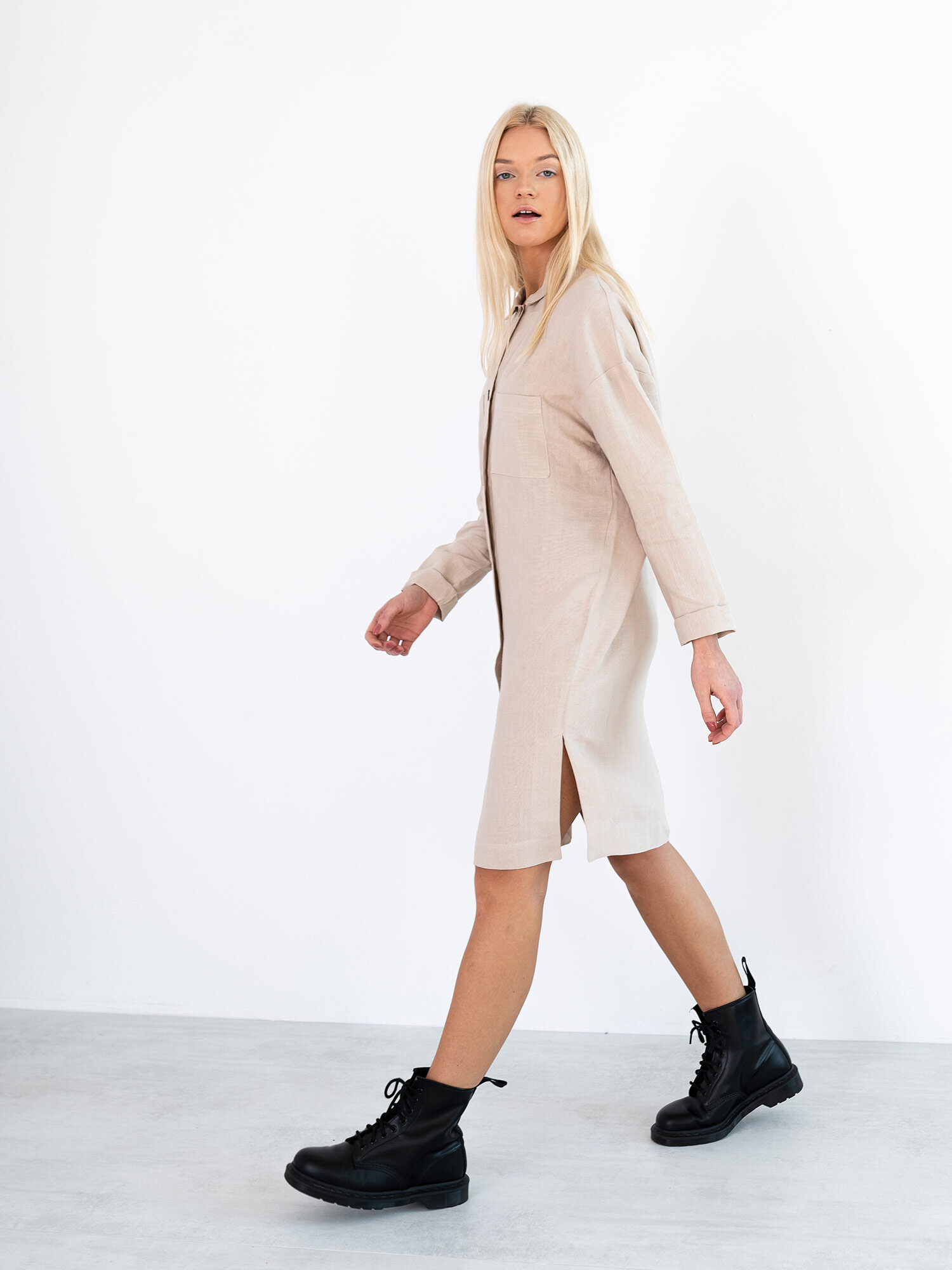 Image 5 of IRIS Linen Shirt Dress in Beige from Love and Confuse