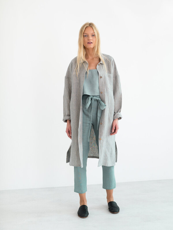 Image 1 of IRIS Linen Shirt Dress in Stripe from Love and Confuse
