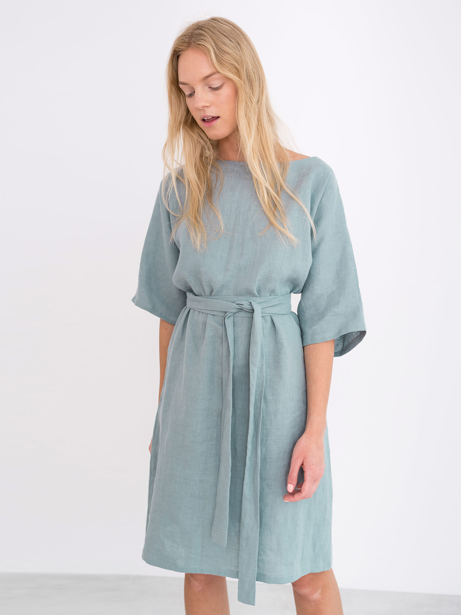 Image 2 of ISABEL Linen Dress in Dark Turquoise from Love and Confuse