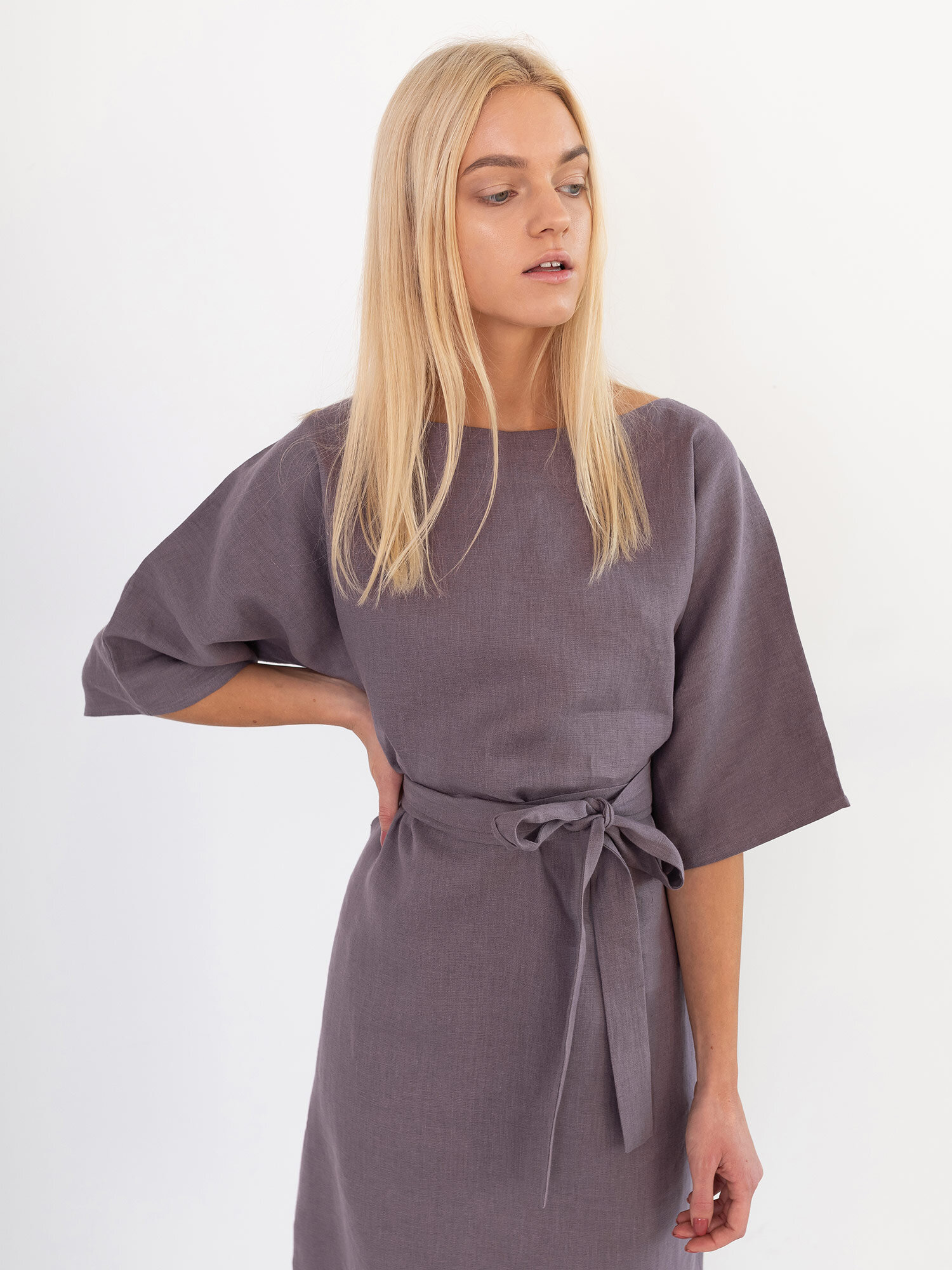 Image 3 of ISABEL Linen Dress in Lavender Violet from Love and Confuse