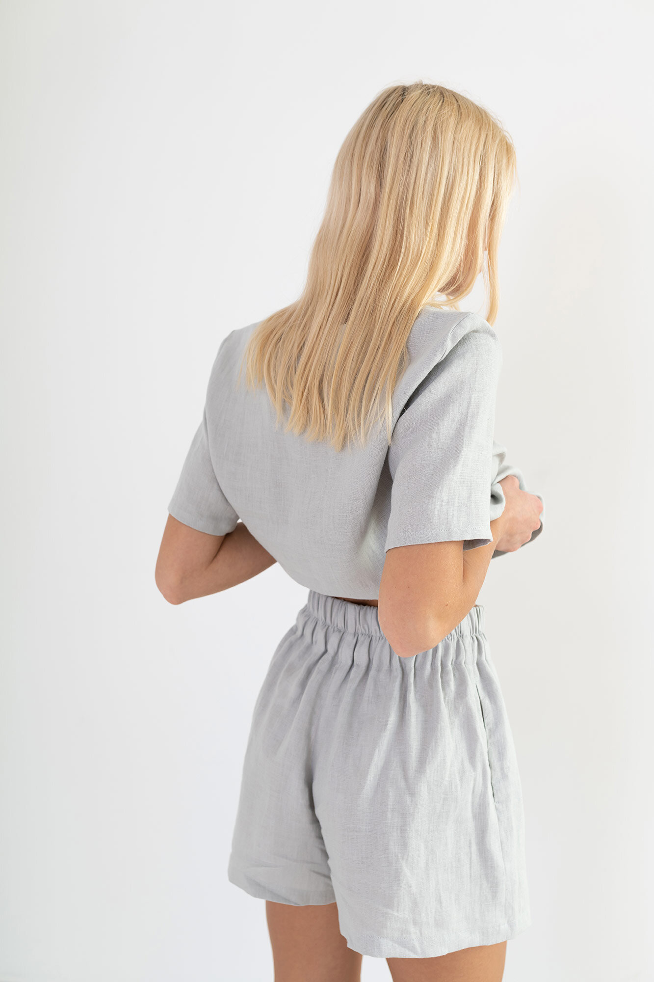 Image 1 of ISLA Linen Shorts in Cloudy Grey from Love and Confuse
