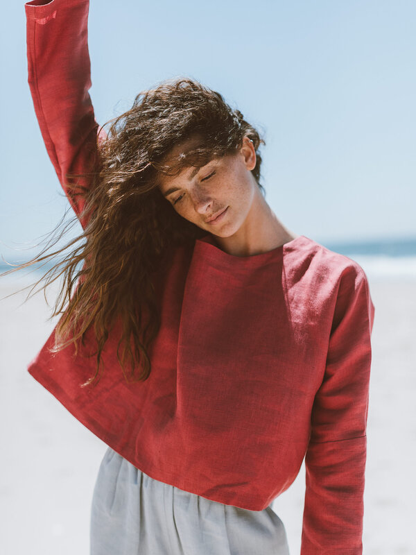 IVY Cropped Boxy Linen Top