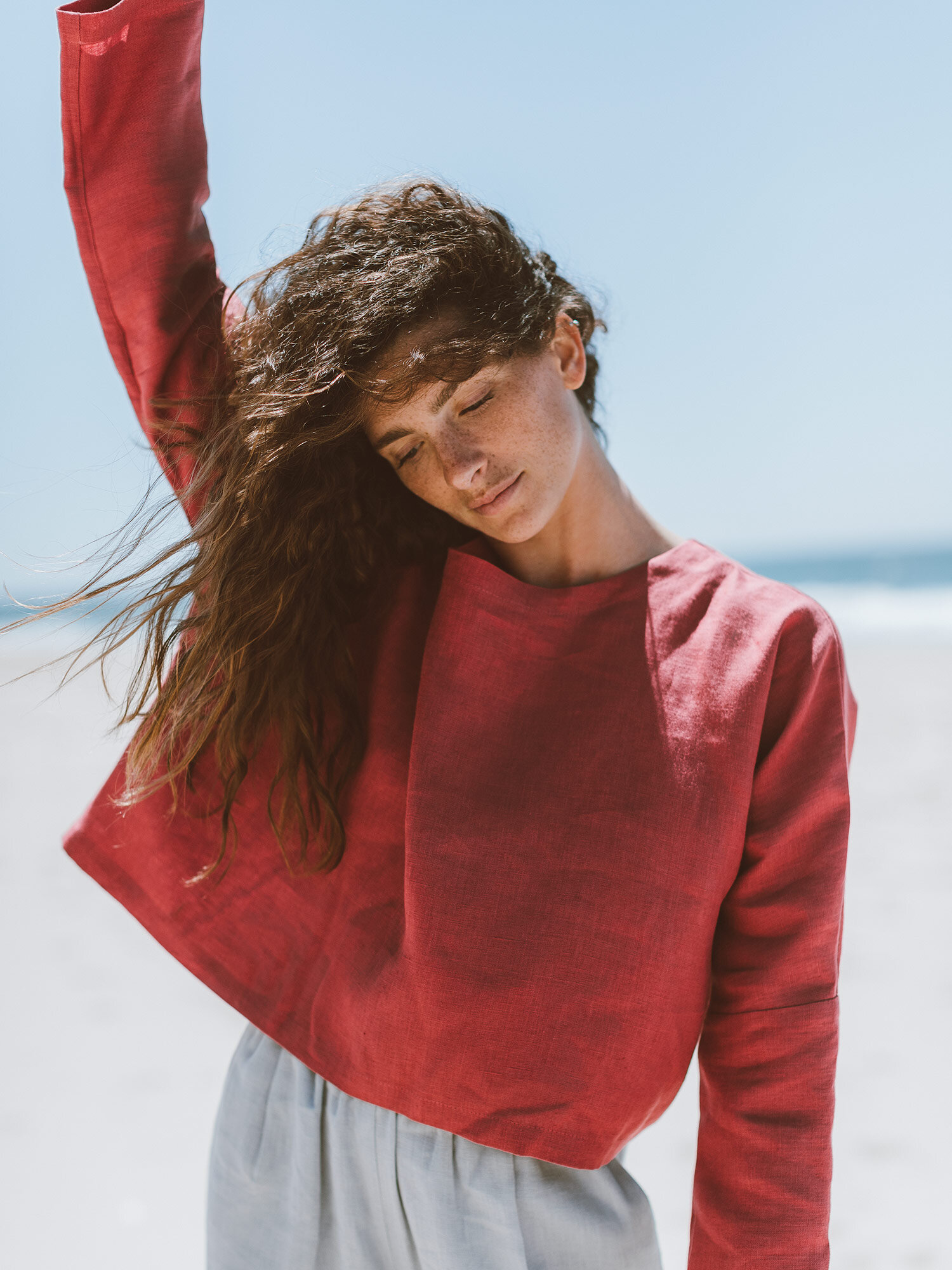 Image 1 of IVY Linen Top in Raspberry from Love and Confuse