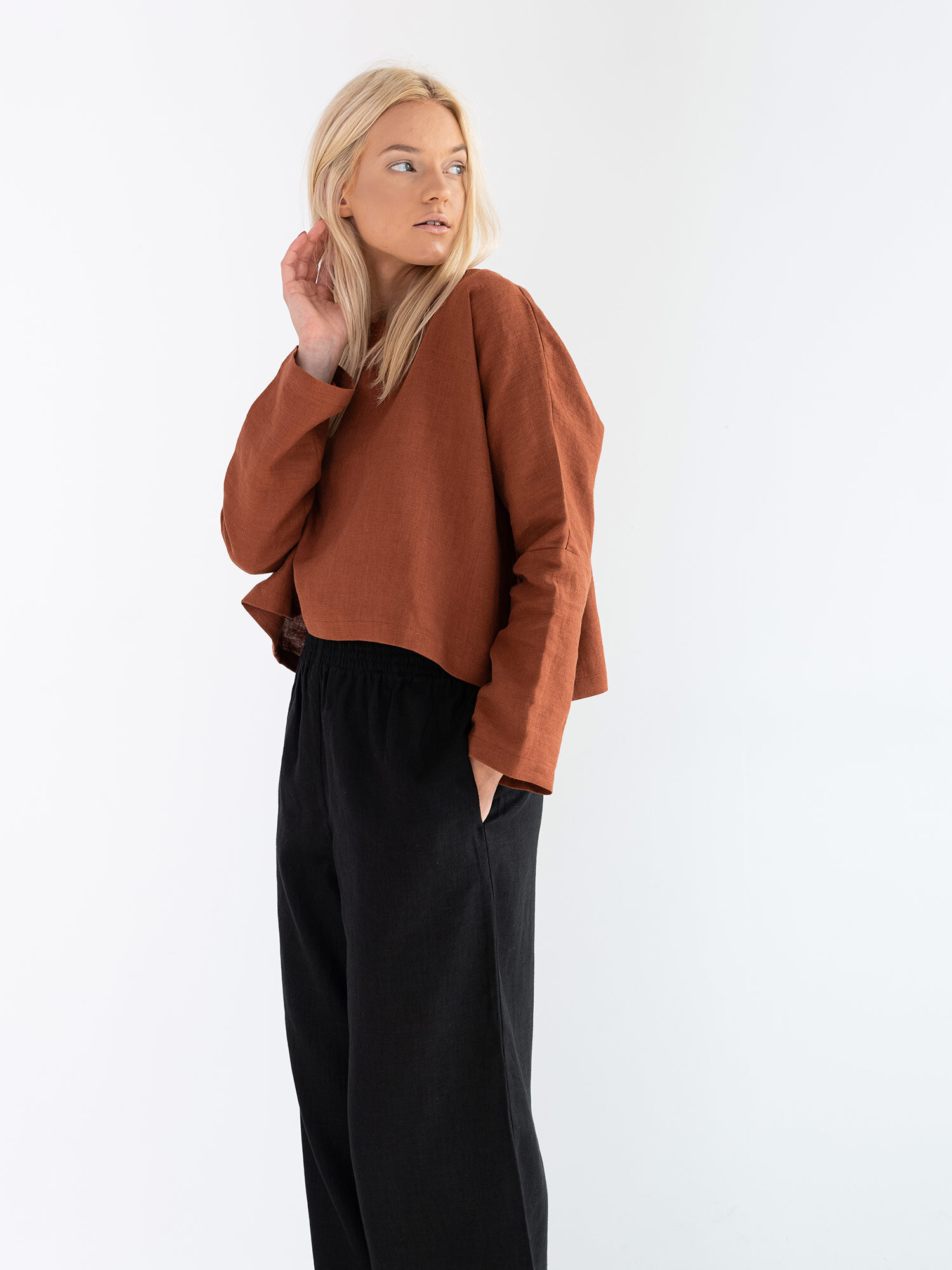 Image 1 of IVY Linen Top in Rust from Love and Confuse