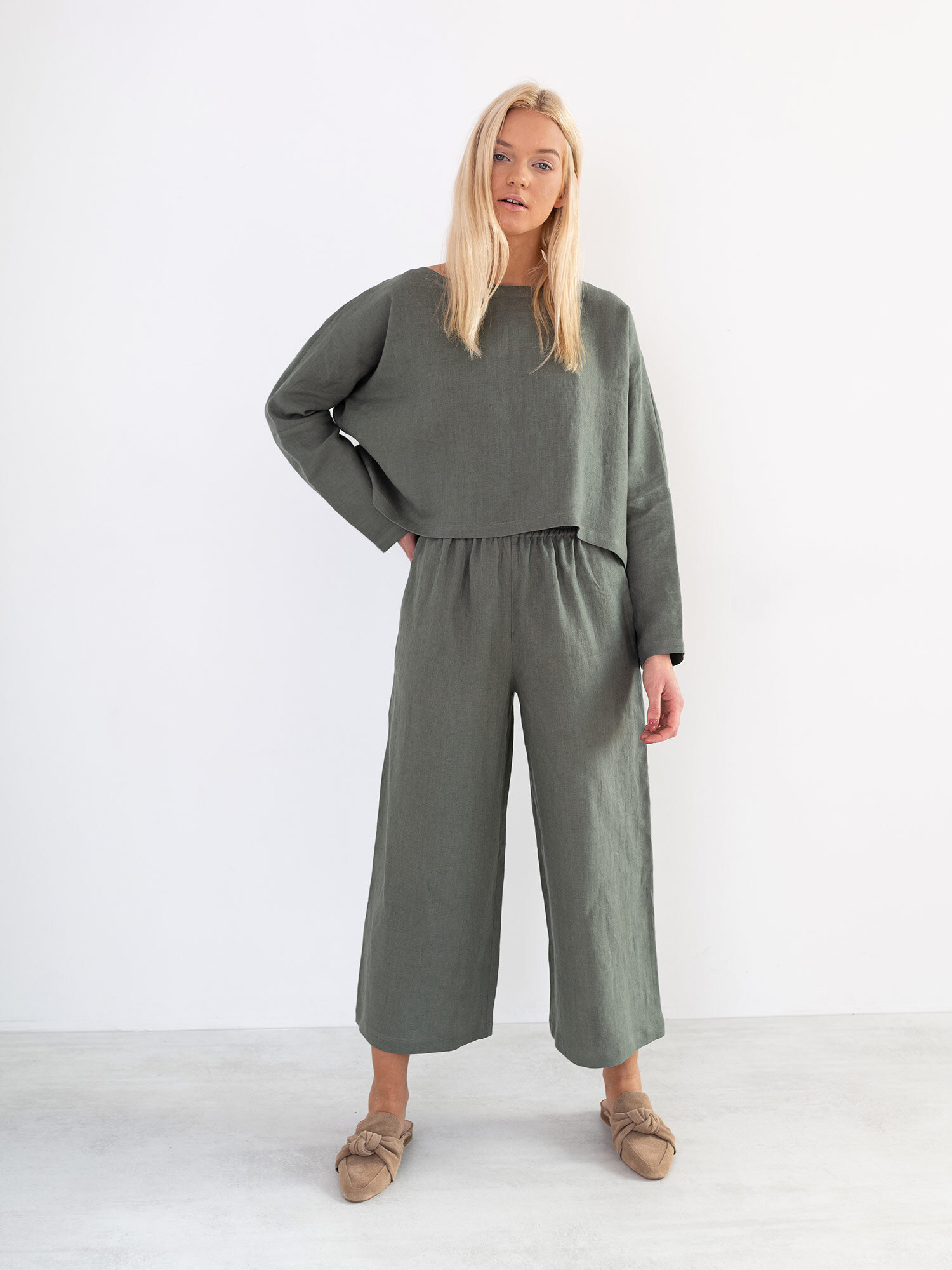 Image 1 of IVY Linen Top in Sage Green from Love and Confuse