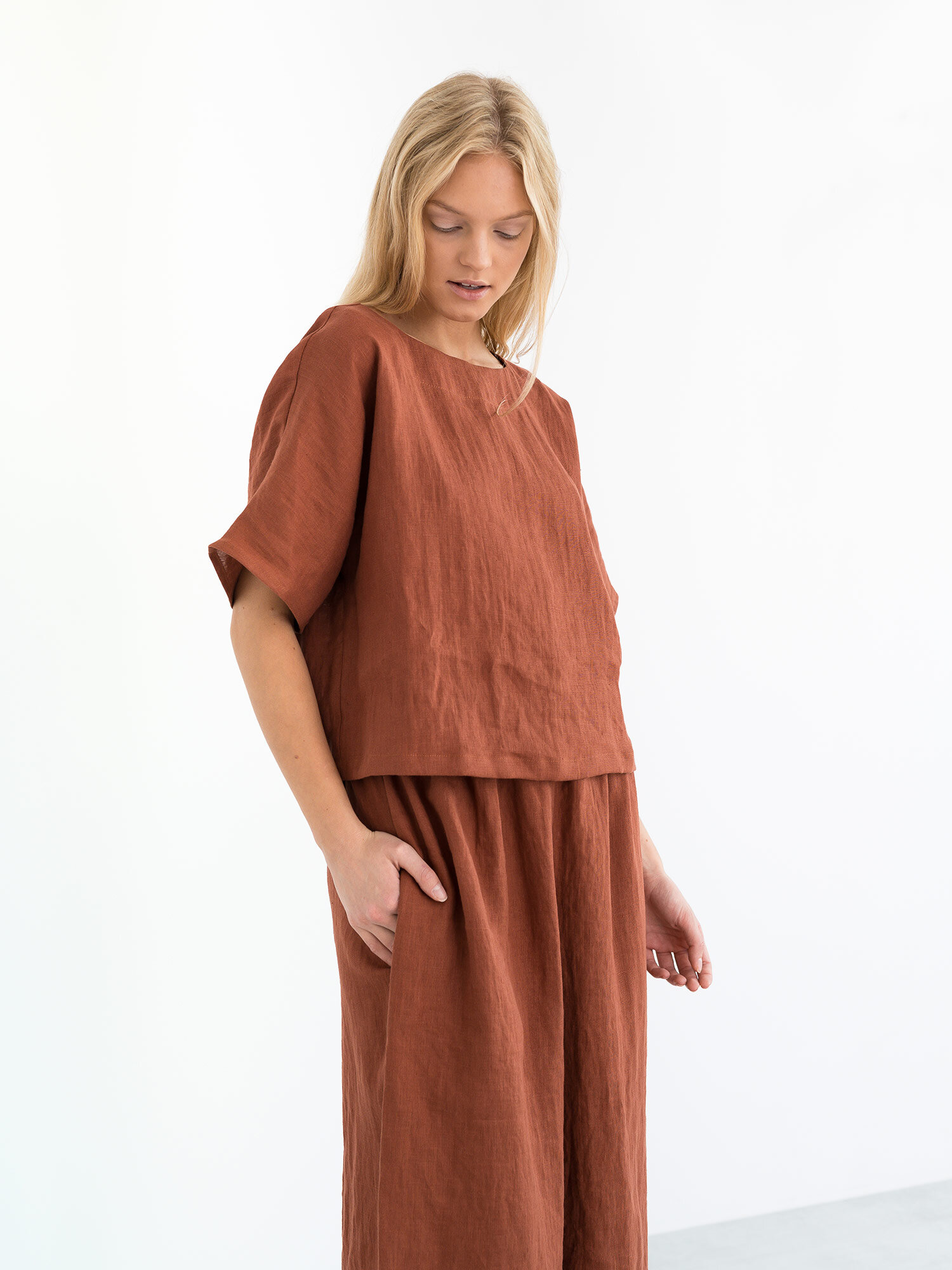 Image 3 of JAYDEN Linen Culottes in Rust from Love and Confuse