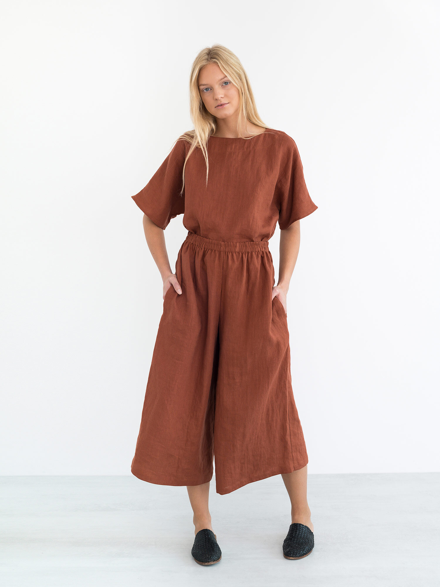 Image 4 of JAYDEN Linen Culottes in Rust from Love and Confuse