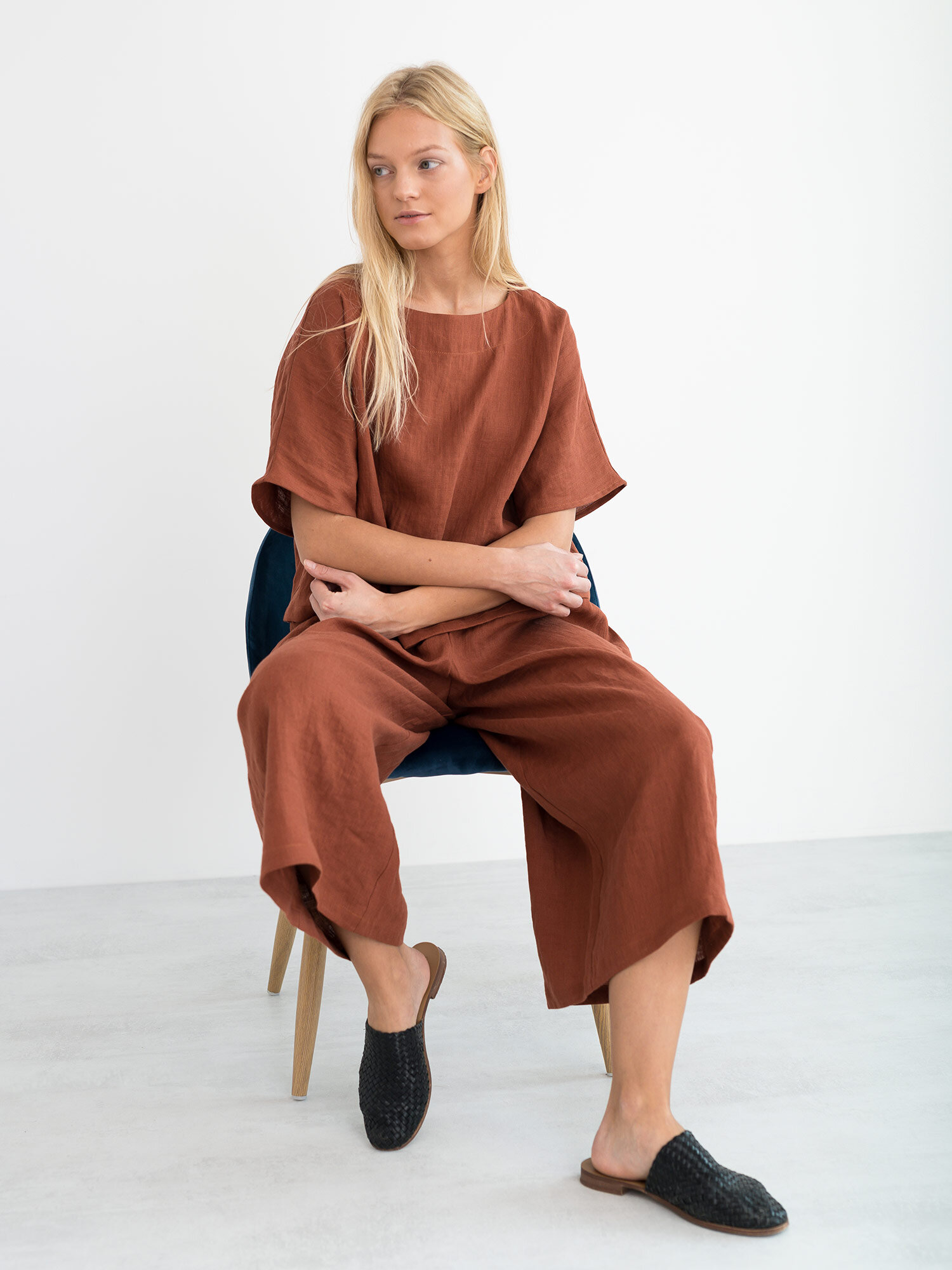 Image 5 of JAYDEN Linen Culottes in Rust from Love and Confuse