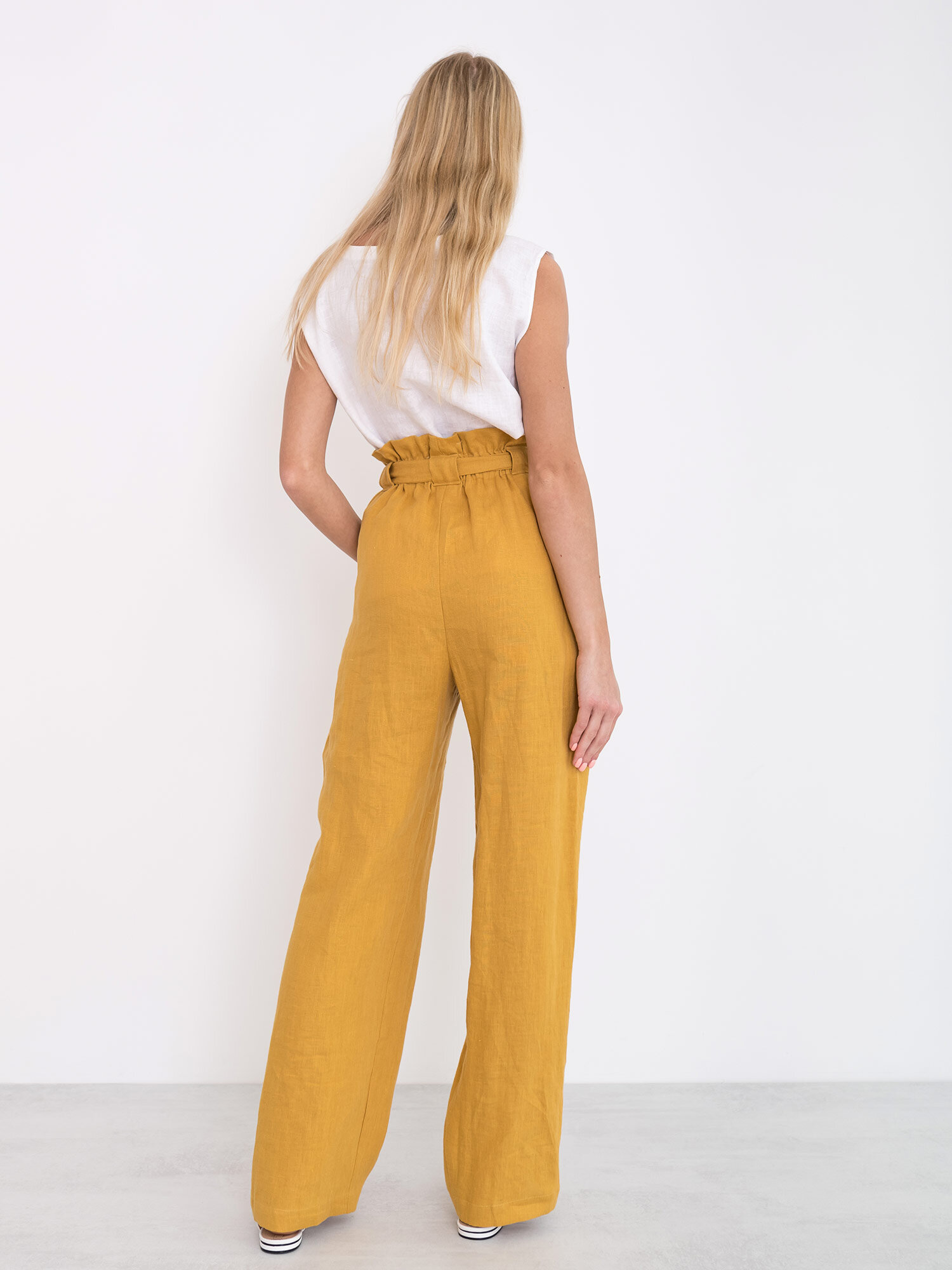 Image 5 of JULIET Wide Leg Linen Pants in Mustard from Love and Confuse