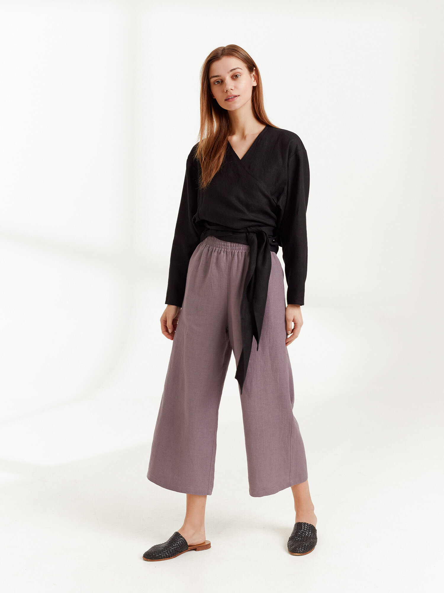 JUNE Linen Wrap Top