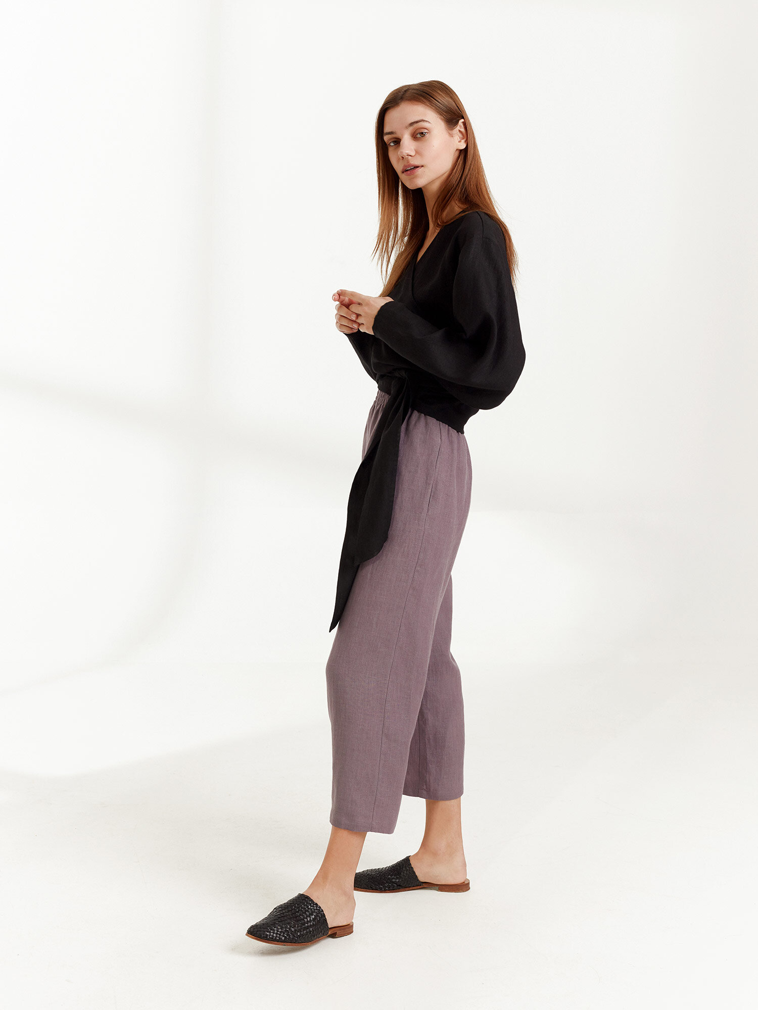 JUNE Linen Wrap Top