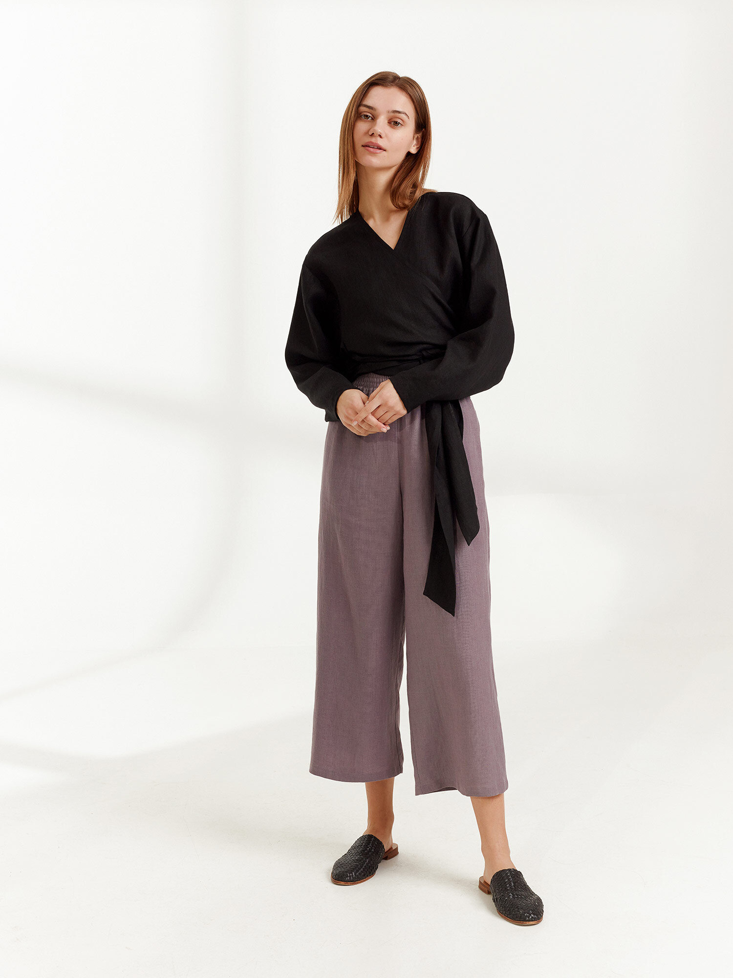 JUNE Linen Wrap Top